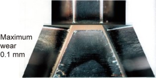 The status of cutting face after cutting 4000 workpieces