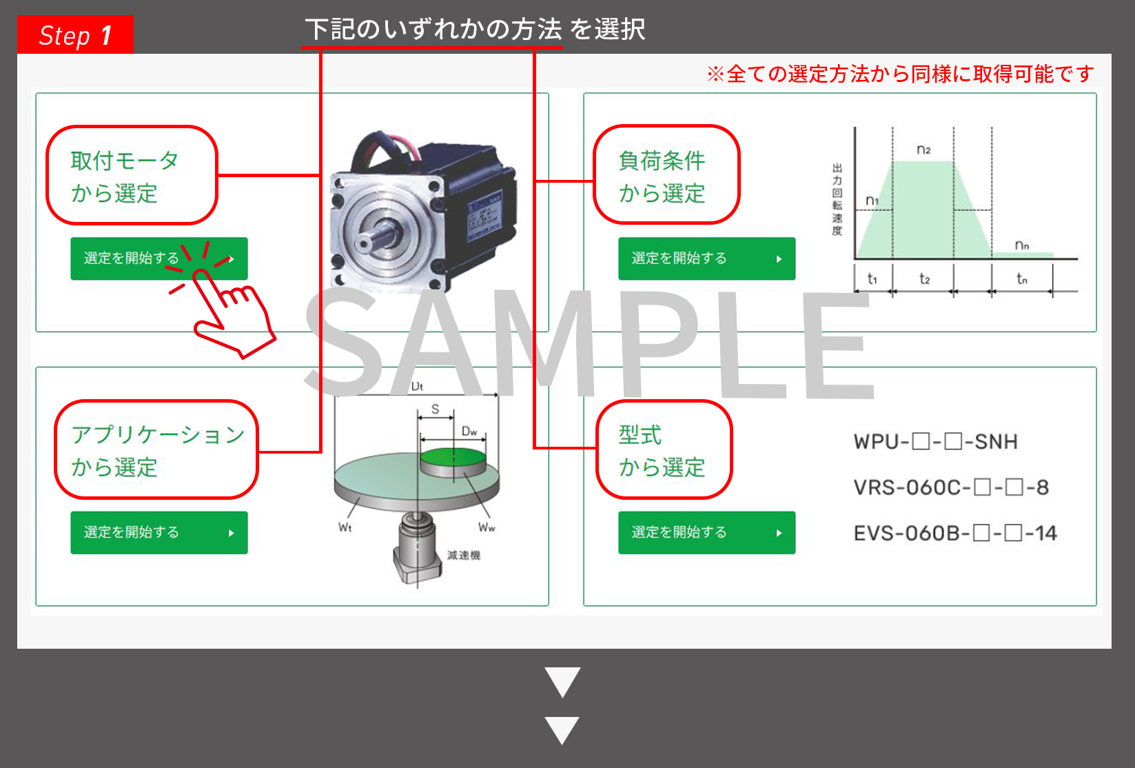 STEP1：選定方法の選択画面